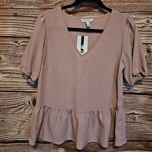 Nine West blouse short Sleeve Women's medium Lilac NWT